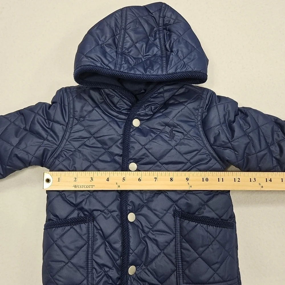 Polo Ralph Lauren‎ 6 Months Navy Blue Quilted Fleece Lined Hooded Barn Bunting